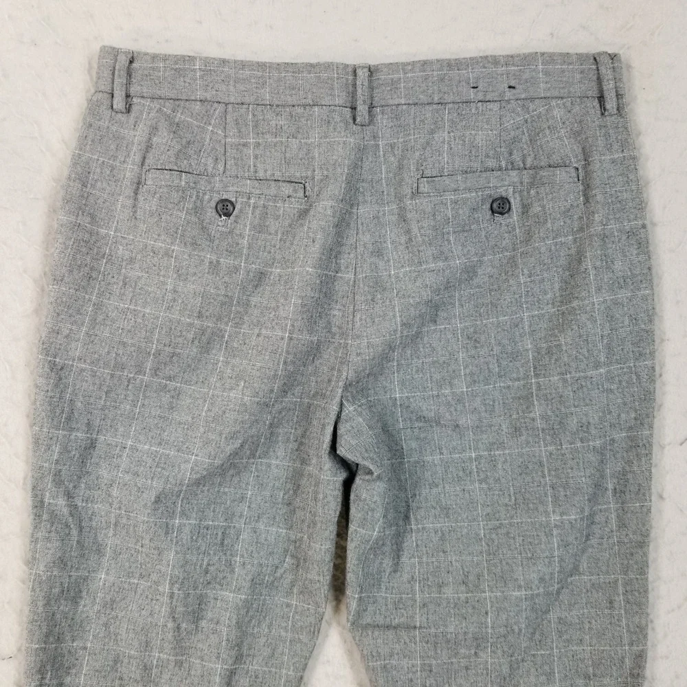 Banana Republic Pants Mens 34x27 Grey Windowpane Slim-Tapered Fit Chino Trousers